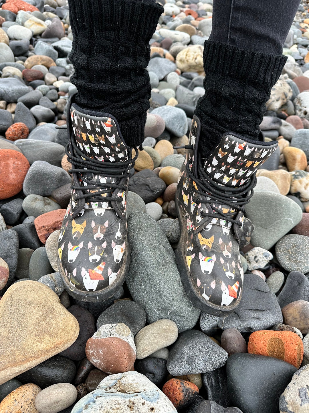 Black Vegan Leather Multibull Bull Terrier Boots - Etsy
