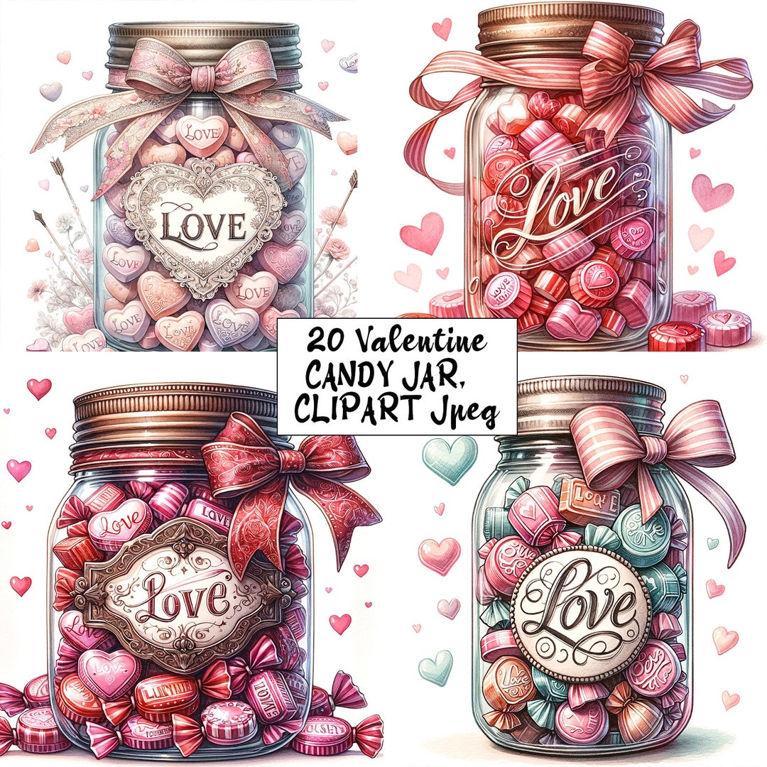 Valentines Backgrounds Digital, Candy Jar, Square Papers, Journal Pages