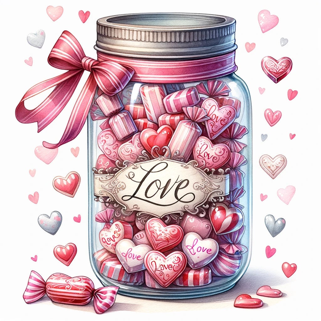Valentines Backgrounds Digital, Candy Jar, Square Papers, Journal Pages