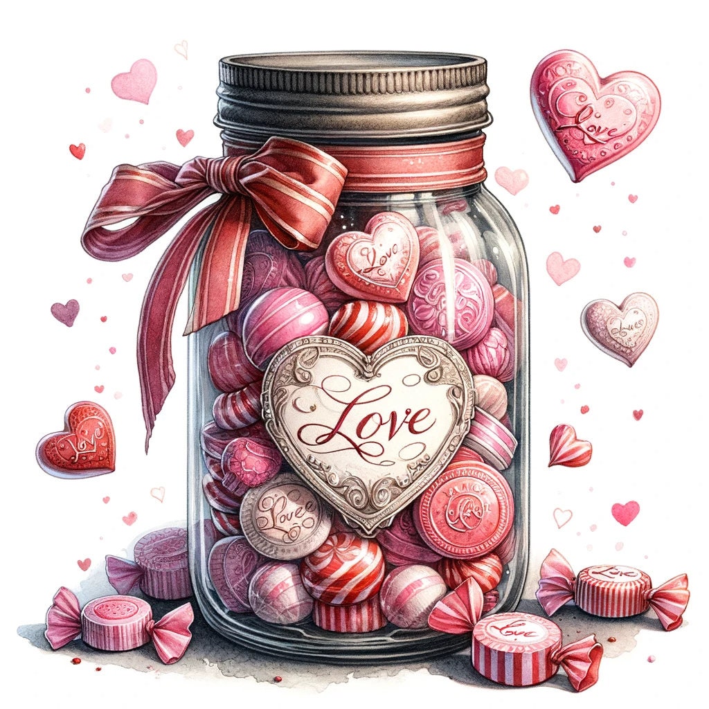 Valentines Backgrounds Digital, Candy Jar, Square Papers, Journal Pages