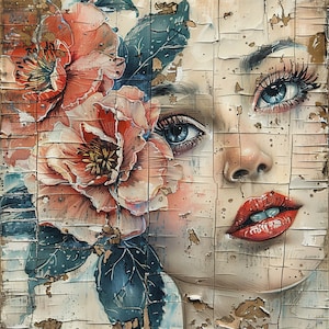 Paquete de imágenes prediseñadas de papel floral Shabby Chic-12 JPG de acuarela de alta calidad- Decoupage, diario, suministro de álbumes de recortes, descarga digital
