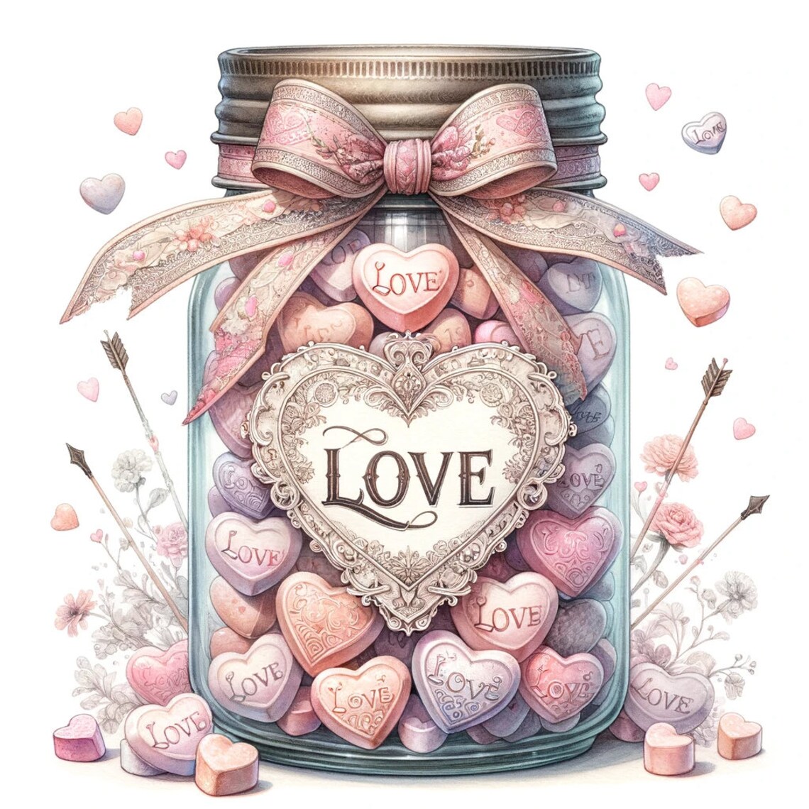 Valentines Backgrounds Digital, Candy Jar, Square Papers, Journal Pages