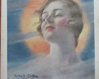 1928 Lovely woman artist holds palette Saturday Evening Post Cover by HASKELL COFFIN great graphics frameable magazine art original print