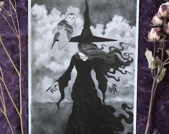 The Witch and Her Familiar- art print