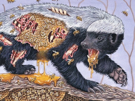 Badger and Bee Vintage Art | Greeting Card Badger and Bee Vintage Art | Greeting Card