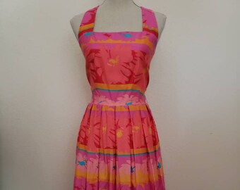 Vintage 80-tals Tony Lambert rosa blommig midiklänning i resortstil
