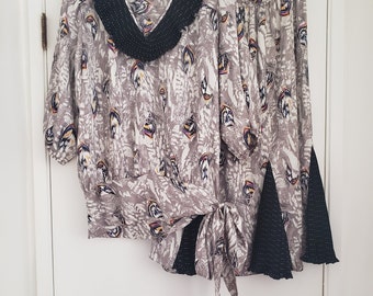 Vintage 1980s Susan Freis 2 Piece Dress Mixed Print