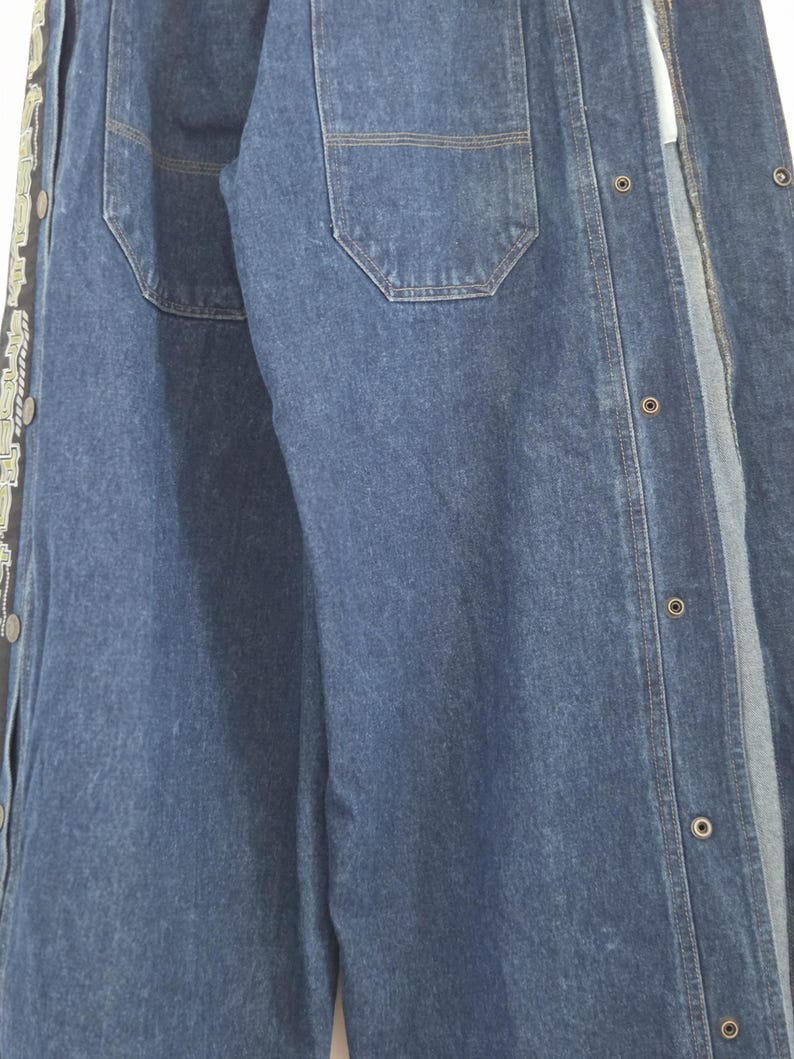 Vintage B ONE SOUL vida jeans med löstagbar passform – 90-tals Y2K japansk streetwear-denim bild 11