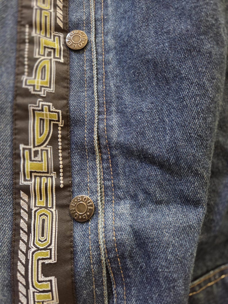Vintage B ONE SOUL vida jeans med löstagbar passform – 90-tals Y2K japansk streetwear-denim bild 9