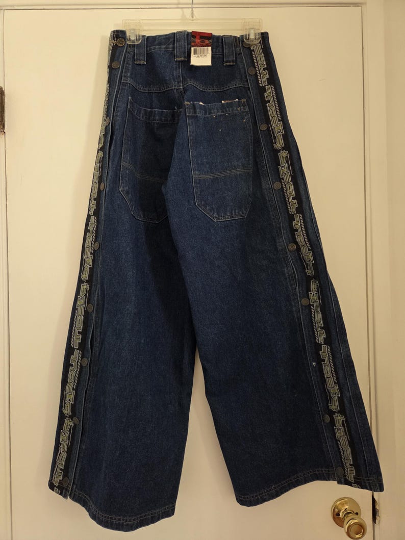 Vintage B ONE SOUL vida jeans med löstagbar passform – 90-tals Y2K japansk streetwear-denim bild 1