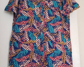 VTG 70s Vintage 1970s KOMAR Dress Shirtdress French Country Paisley Novelty Print Provencal