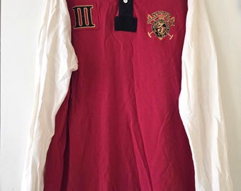 Vintage 90s Polo Ralph Lauren Rugby Shirt XXL Colorblock Crest Long Sleeve