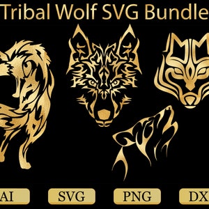 Tribal Wolf SVG Bundle / Wolf Vector / Wolves svg / Wolf Face svg / wolf clipart / wolf silhouette / wolf cut file / wolf head svg