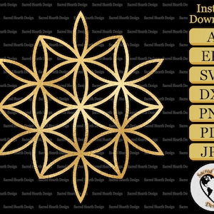 Flor de la Vida SVG / Patrón Sin costura / Geometría Sagrada SVG / Semilla de Vida SVG / Geométrica svg / svg espiritual / mandala svg