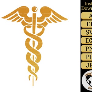 Caduceus SVG cut file / nurse svg / doctor svg / nursing svg / rn svg / medical symbol svg / caduceus clipart vector / svg cut file