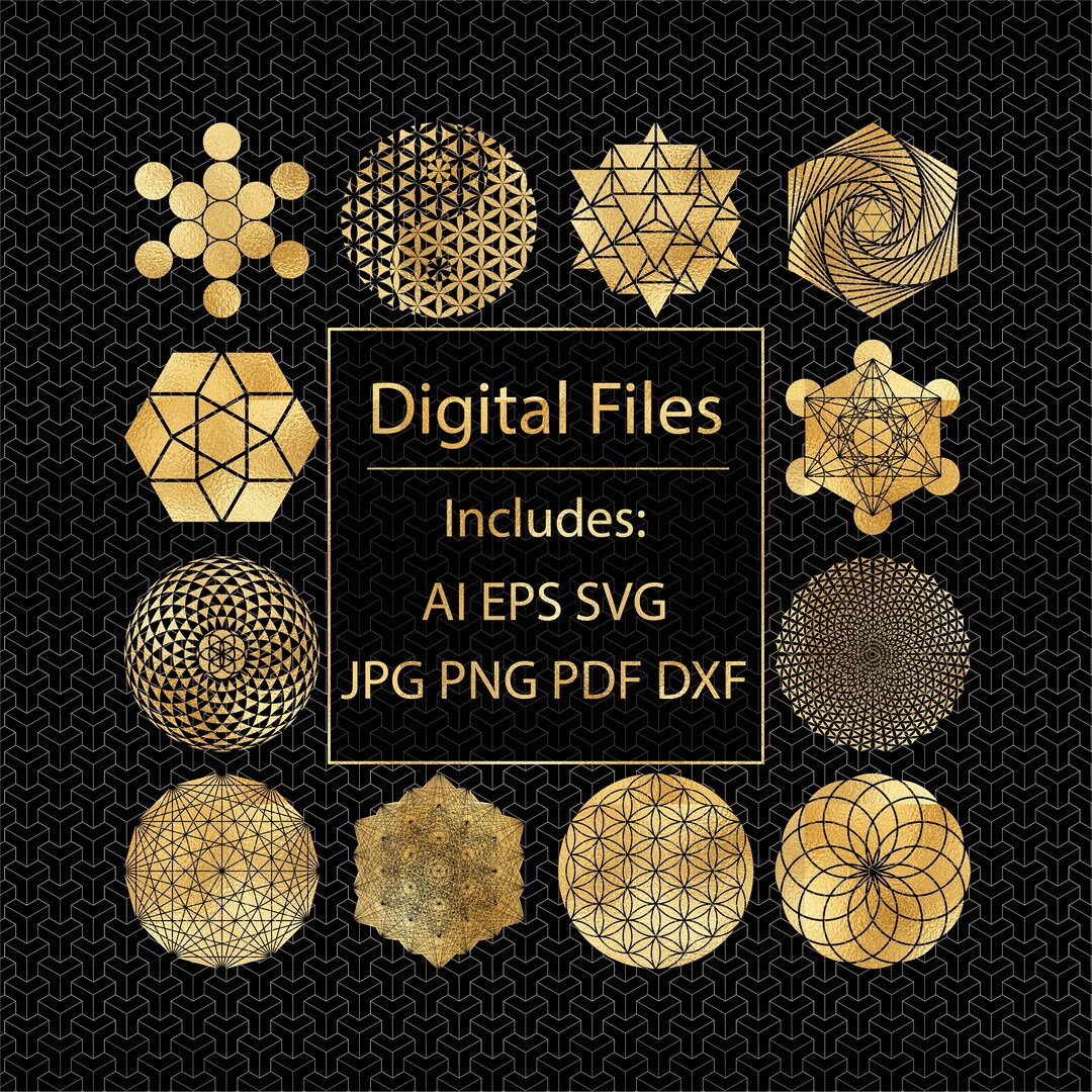 12 Sacred Geometry Vector Set / Sacred Geometry Stencil SVG / Clip Art ...