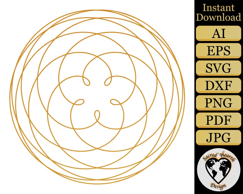 Pentagram of Venus SVG file / Sacred Geometry SVG / Sacred Geometry PNG / Sacred geometry vector / commercial clip art / Mandala svg image 1