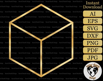 Cube SVG / Platonic Solids SVG / Sacred Geometry SVG / Geometric svg / spiritual svg / sacred geometry dxf / sacred geometry clipart