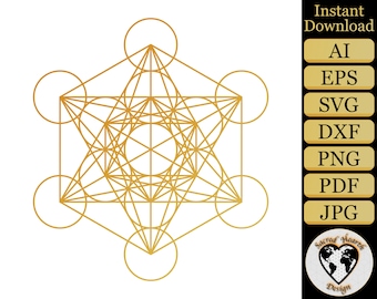Metatron&#39;s Cube Clip Art / Sacred Geometry Vector Art / Commercial Clip Art / Logo Design Art