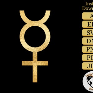 Símbolo mercury SVG / Boticario / Oculto / Símbolos de alquimia / Esotérico / Pagano / Magia / Metafísico / Esotérico / Bruja / Wicca