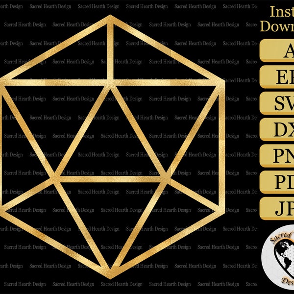 Icosahedron SVG / Platonic Solids SVG / Sacred Geometry SVG / Geometric svg / spiritual svg / heart svg / heart chakra svg