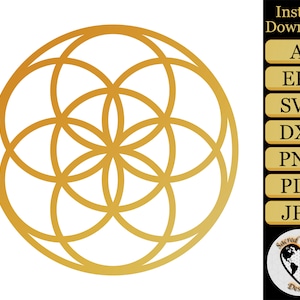 Seed of Life Vektor SVG / Heilige Geometrie SVG / Blume des Lebens SVG / Geometrische Clip Art / Heilige Geometrie Clip Art