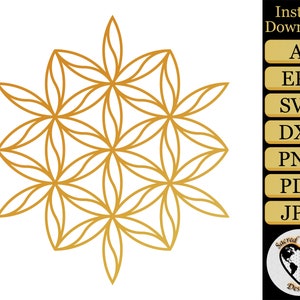 Kwiat Życia Wariacja Wektor SVG / Święta Geometria SVG / Kwiat Życia SVG / Geometryczny Clipart / Święta Geometria Clipart