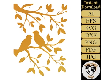 Songbird SVG / Birds SVG / Bird Silhouette / Bird Clipart / Bird Clip art / Bird png / bird dxf / Tree svg / svg files for cricut