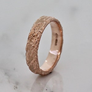 Rustic Mens Wedding Ring, Rose Gold Mountain Ring by WoodenGold.