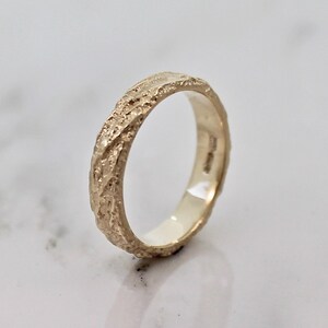 Unique Gold Wedding Ring Mens, Yellow 5mm Mountain Ring by WoodenGold image 4