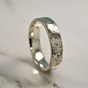 White Gold Organic Wedding Ring, Simple Natural 9ct Gold Mens Band by WoodenGold.