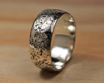 Chunky Silver Ring, Hand Hammered Band, 7mm Men's Textured Ring, Forged Ring, Industrial Jewellery.