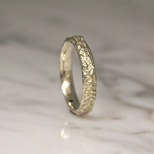 Thin White Gold Wedding Ring, Slim Sandcast Band, Mountian Ring. image 5