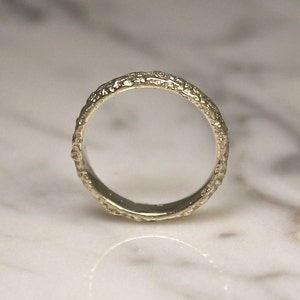 Thin White Gold Wedding Ring, Slim Sandcast Band, Mountian Ring. image 2