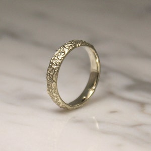 Thin White Gold Wedding Ring, Slim Sandcast Band, Mountian Ring. image 4