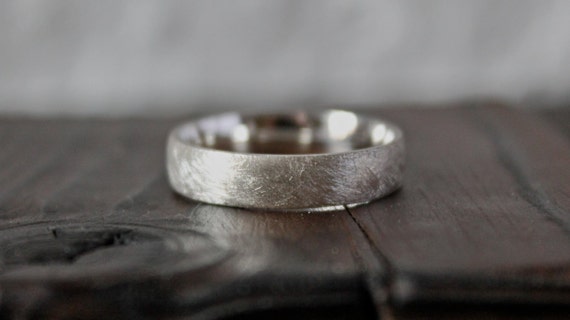 Brushed Silver Ring, Simple Silver Ring, Textured Band, Sand Cast Ring, Matt Finish.