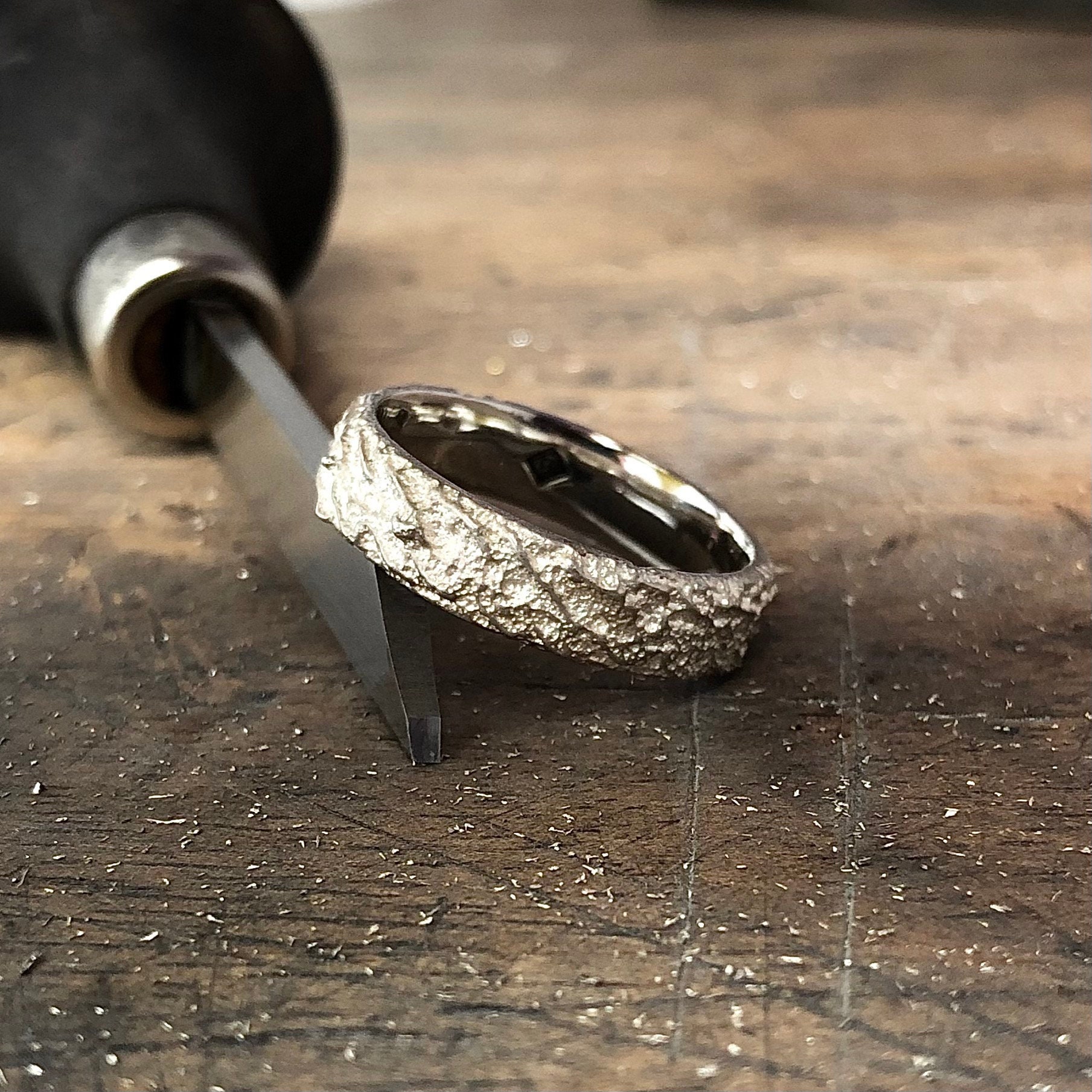 Mountain Ring, Viking Sand Cast Band, Rock Ring