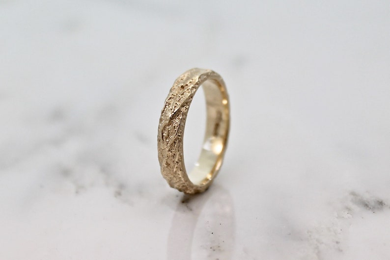 Unique Gold Wedding Ring Mens, Yellow 5mm Mountain Ring by WoodenGold image 1