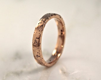 18ct Rose Gold Sand Cast Band, Textured Rustic Wedding band, natural Jewellery.