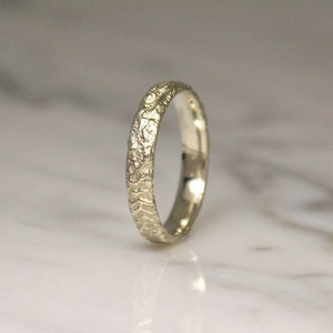 Thin White Gold Wedding Ring, Slim Sandcast Band, Mountian Ring. image 6