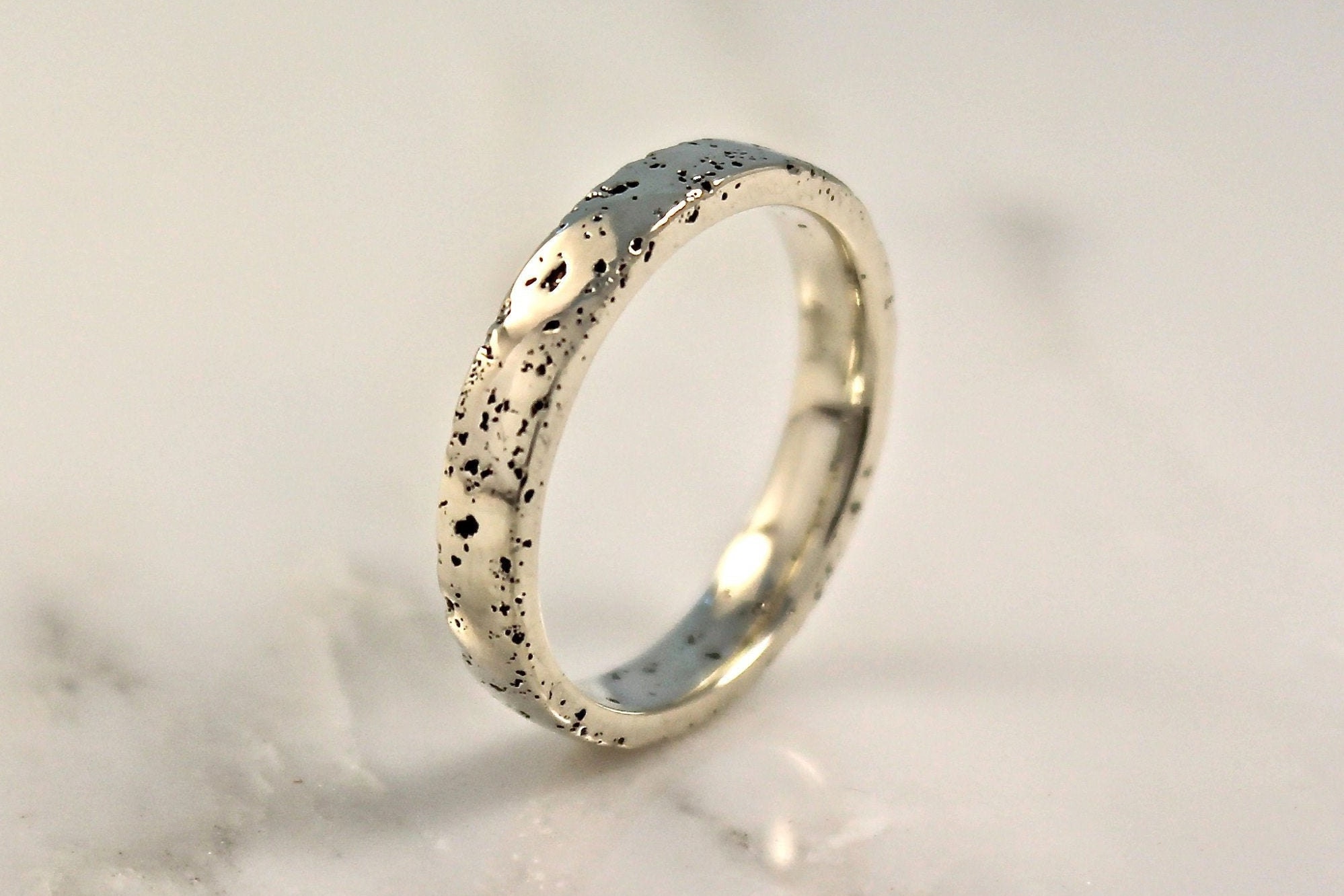 18Ct White Gold , Slim Wedding Ring, Alternative Textured Band