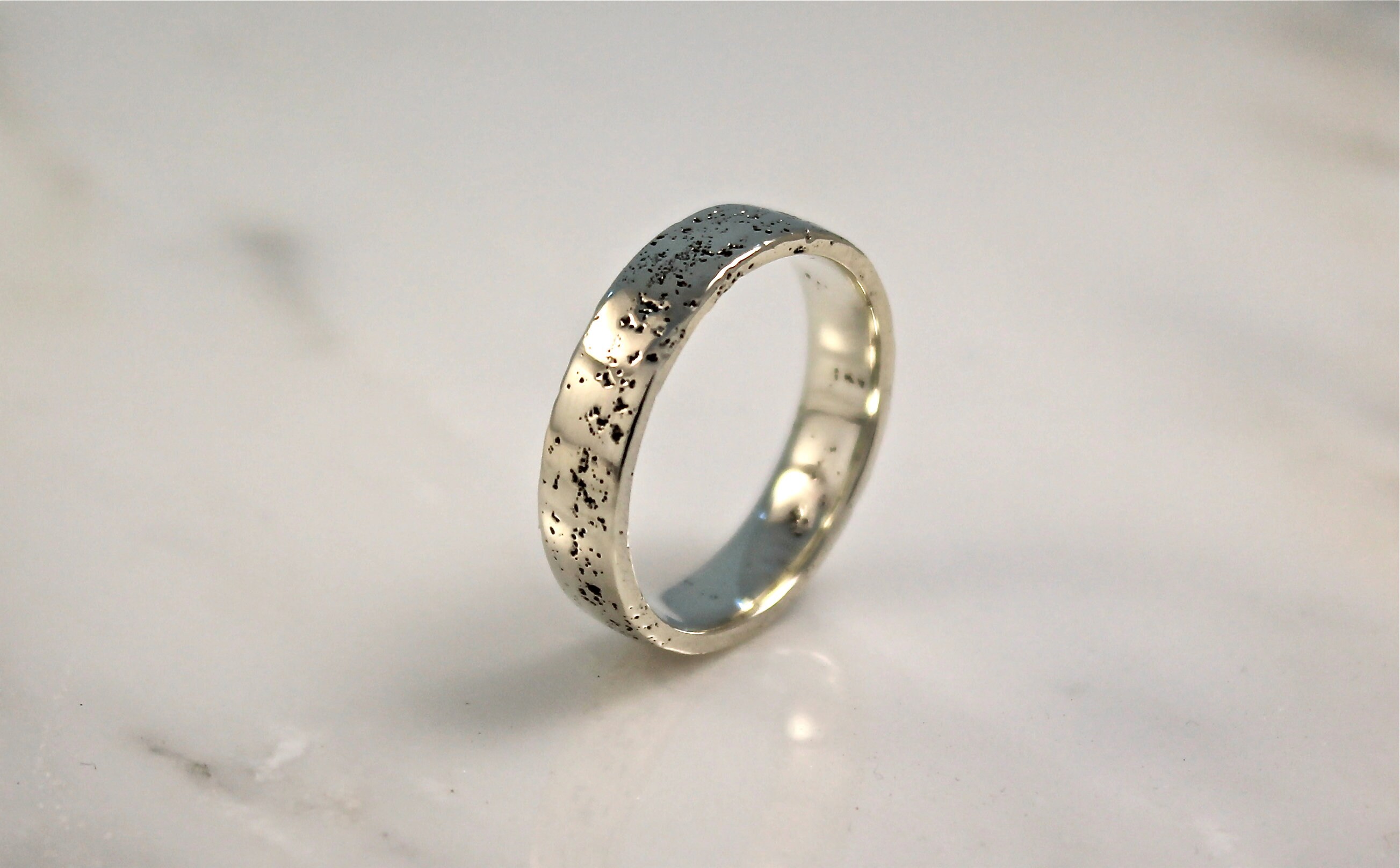 White Gold Organic Wedding Ring Simple Natural 9ct Gold Mens - Etsy UK