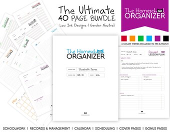 no more homework clipart K-12 Virtual and Homeschool Planner Organizer Ultimate Over 40 Pages, 6 Colors, Low Ink, Boys or Girls, Schoolwork, Records, Planner, More