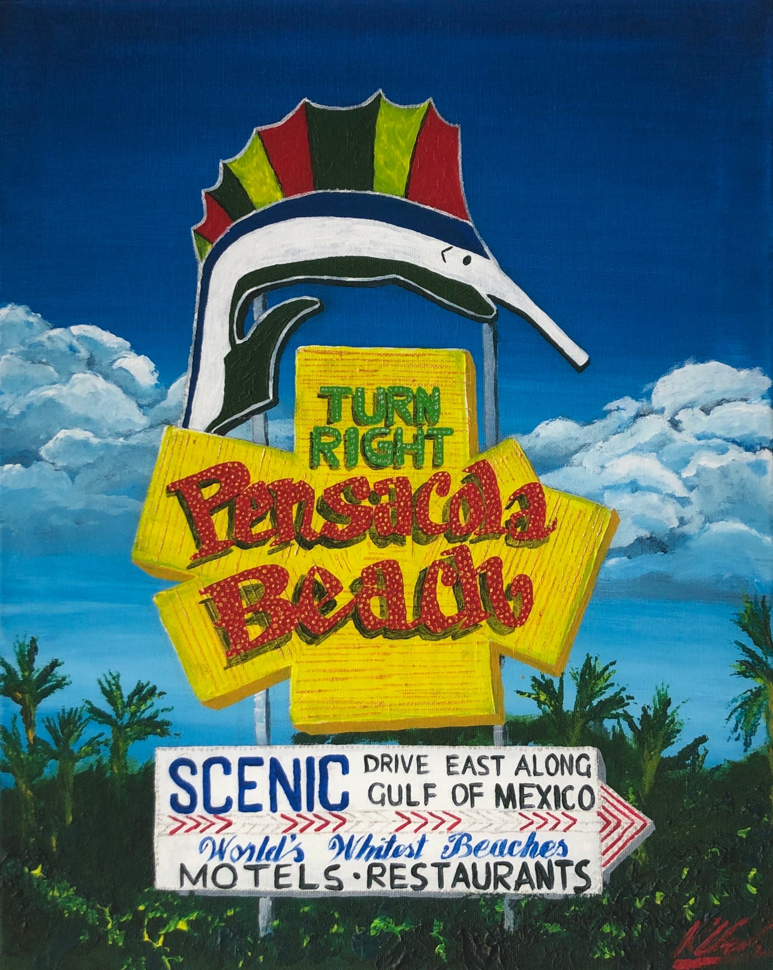 Pensacola Beach Sign Print Pensacola Beach Art A Signed Etsy