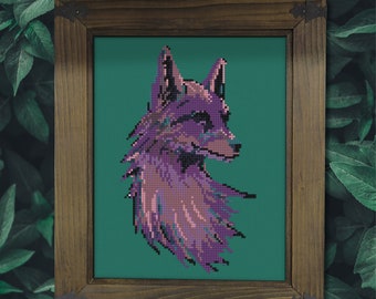 Purple Fox -- Witchy cross stitch pattern (PDF)