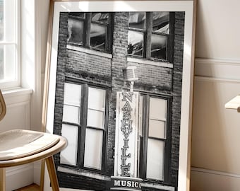 Nashville Print, Printable Country Music Decor, Nashville Sign, Retro Tennessee Wall Art, Apartment Poster (digital download)