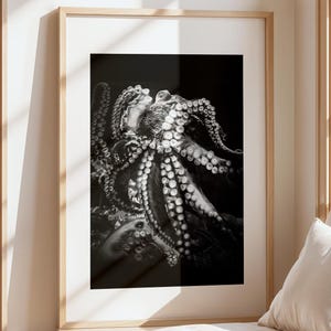 Octopus Printable, Modern Octopus Wall Art, Animal Nursery Art, Black and White Photography, Animal Poster, Octopus Ocean Print