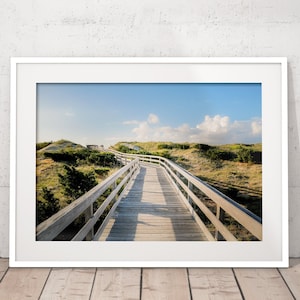 Beach Printable Art, Coastal Wall Decor, Boardwalk Photography, Sand Dunes Print, Tranquil Blue, Beach House Art, Beach Print, Surf Art image 1