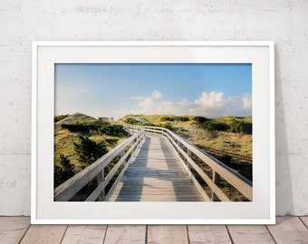 Beach Printable Art, Coastal Wall Decor, Boardwalk Photography, Sand Dunes Print, Tranquil Blue, Beach House Art, Beach Print, Surf Art