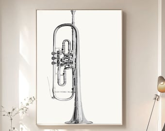 Trumpet, Digital Download, Trumpet Wall Art, Music Print, Horn Photography, Vintage Trumpet, Jazz Wall Decor, Gift for Musician